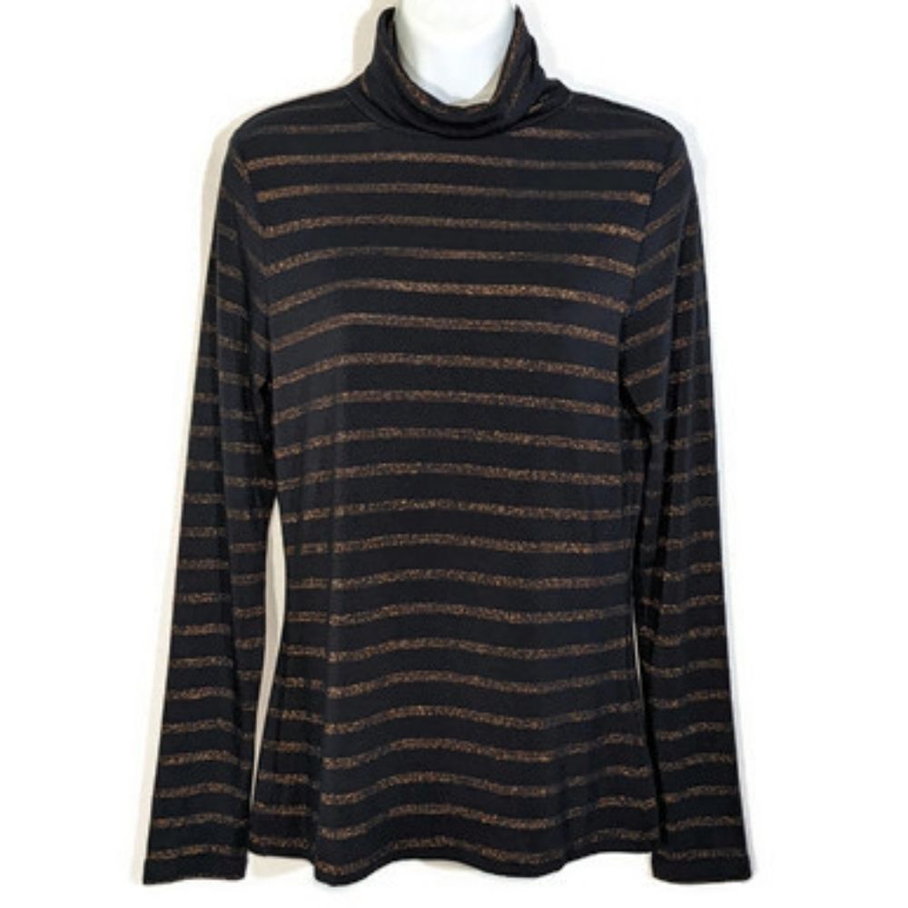 BANANA REPUBLIC  Threadsoft Turtle Neck Metallic Stripes NWOT